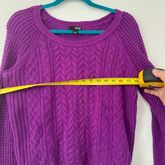 a.n.a Womens Purple Cable Knit Long Sleeve Sweater Womens size Large - Picture 3 of 7